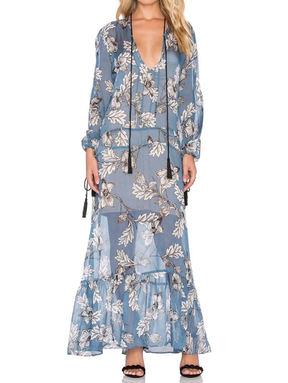 For Love & Lemons 🍋 | RARE Santa Rosa Maxi Dress in Vintage Blue Floral - Picture 2 of 16